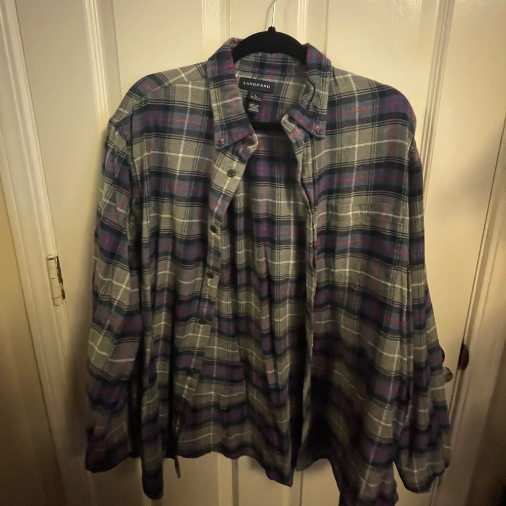 Lands End Long Sleeve Plaid Button-up - Men’s